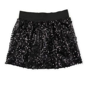 BUTTONS black sequin mini skirt with stretch waistband size M